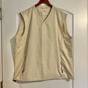 Acuity V Neck Golf Windbreaker‎ Vests Beige 2 Pockets Size X-Large